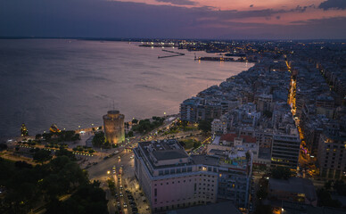 Fototapeta premium Thessaloniki at sunset cityscape, Greece..