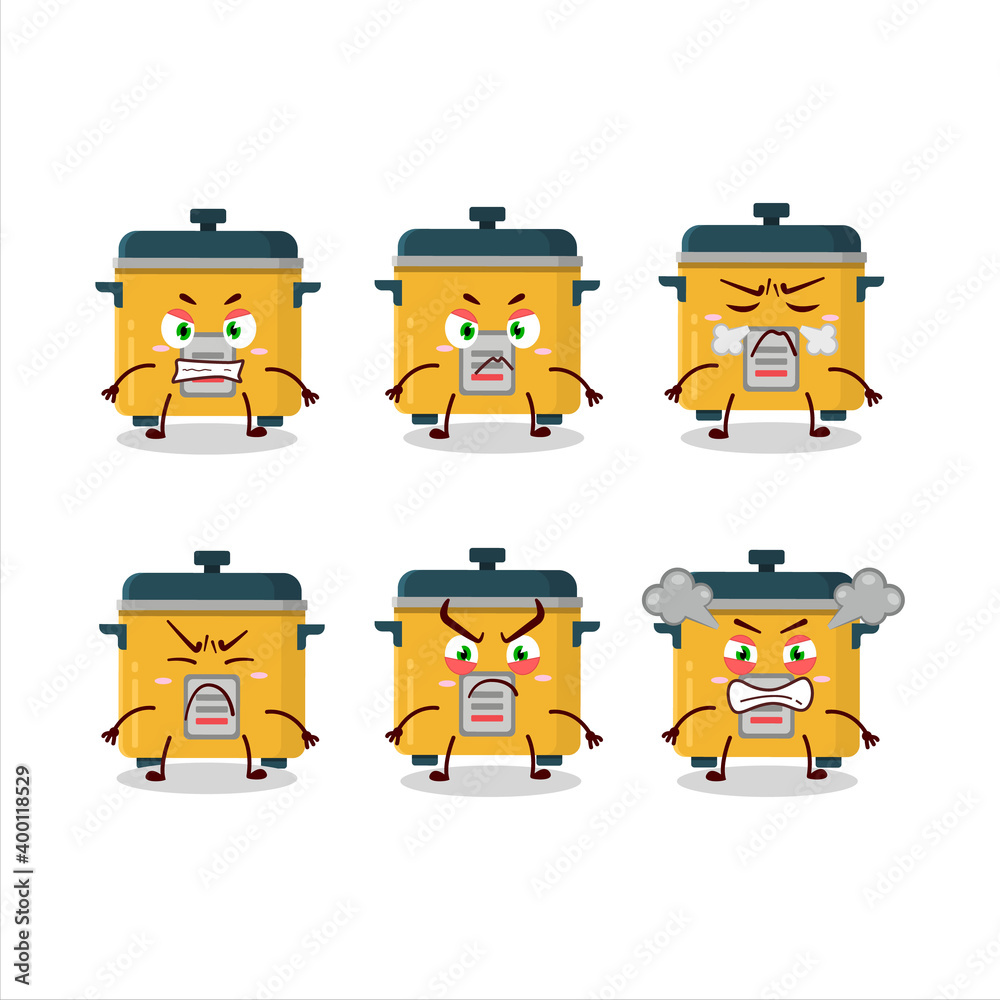 Canvas Prints rice cooker cartoon character with various angry expressions