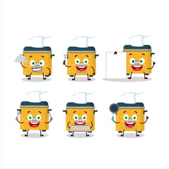 Fototapeta premium Cartoon character of rice cooker with various chef emoticons