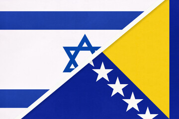 Israel and Bosnia and Herzegovina, symbol of national flags from textile.