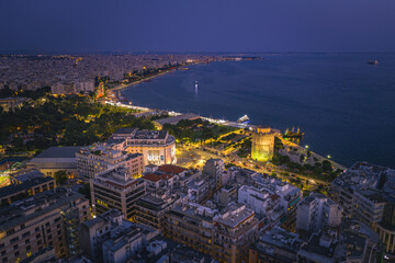 Thessaloniki at sunset cityscape, Greece..