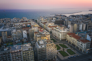 Thessaloniki at sunset cityscape, Greece..