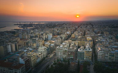 Obraz premium Thessaloniki at sunset cityscape, Greece..