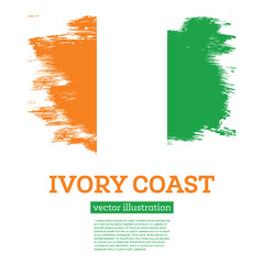 Ivory Coast Flag with Brush Strokes. Independence Day.