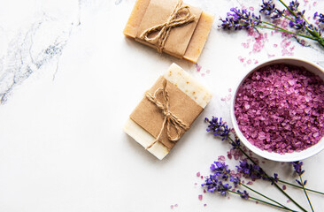 Natural organic SPA cosmetic with lavender.