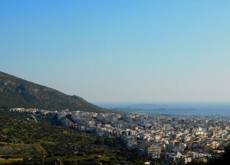 Panoramic view of the city of Glyfada in Attica, Greece, from mount Imitos