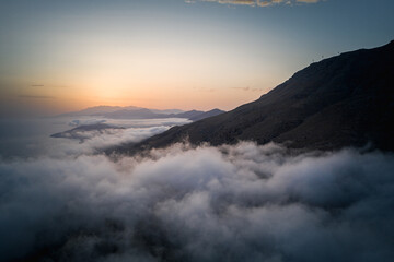 Crete morning cloudy mountains near triopetra