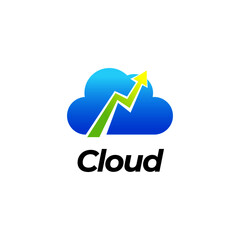 cloud with arrows vector logo template. Cloud Logo template. Technology logo template. Business and Consulting logo template. Grow, arrow, growth bar.