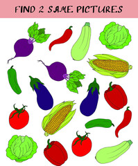 children's puzzle preschool educational task vegetables and fruits