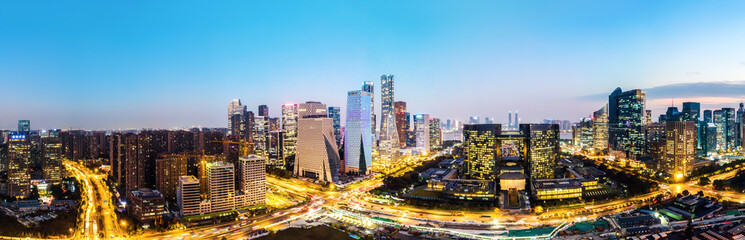 Fototapeta na wymiar Aerial photography of Hangzhou city modern architectural landscape night view