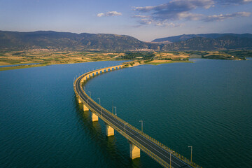 Fototapeta na wymiar the bridge of Neraida in Kozani from the air