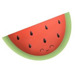 smiling watermelon illustration. a slice of watermelon cartoon character. fresh fruits. hello summer concept.