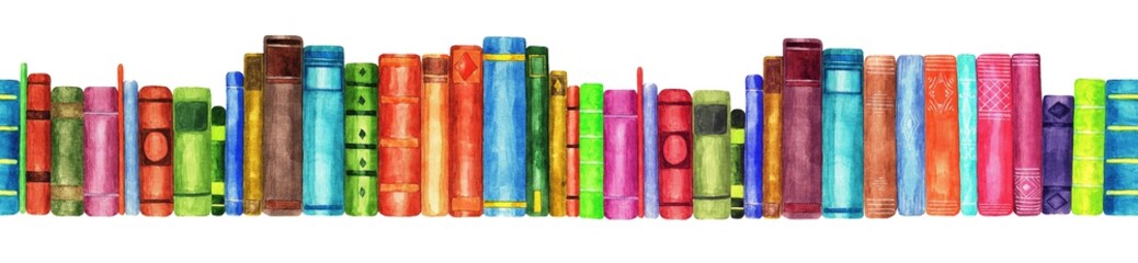 Books. Seamless patern. Watercolor (2)