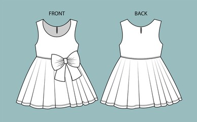 dress for kids front and back view.  