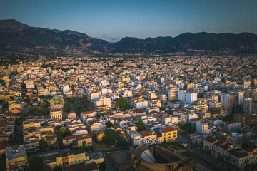 Aerial drone photo of famous town and castle of Patras, Achaia, Peloponnese, Greece