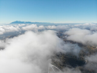 High Tatras Mountains. View above cloud level from Radziejowa summit, Beskid Sadecki, Poland.