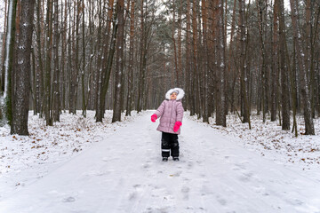 little girl 4-5 years old in a winter park
