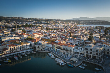 Rethymno city at Crete island in Greece. The old venetian harbor.