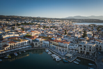 Fototapeta na wymiar Rethymno city at Crete island in Greece. The old venetian harbor.