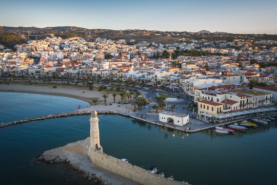 Rethymno city at Crete island in Greece. The old venetian harbor.