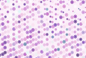 Light Pink, Blue vector template with ice snowflakes.