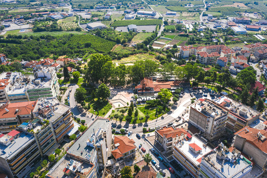 Landscape with panoramic view of Veria a historic town, Greece.