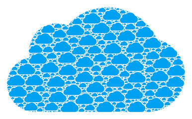 Repeating combination from cloud. Flat vector cloud mosaic is designed from repeating itself cloud elements.