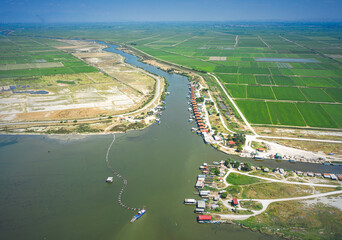 Aerial View of delta of the river Axios, in northern Greece