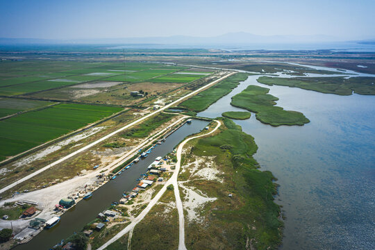 Aerial View of delta of the river Axios, in northern Greece © Mariana Ianovska