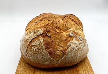 Loaf of Apulian Bread. Italian Pane Pugliese, crunchy on the outside and soft on the inside, perfect to be enjoyed with cold cuts and cheeses.
