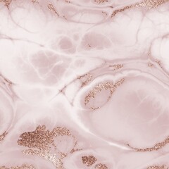 Naadloze roze glitter luxe marmeren patroonontwerp. Hoge kwaliteit illustratie. Sparky herhalend grafisch staal in roségoud. Trendy glamoureus glinsterend gemarmerd rotsmotief.