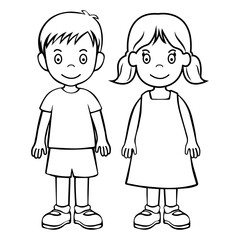 Girl and boy silhouette. Vector illustration isolated on white background.