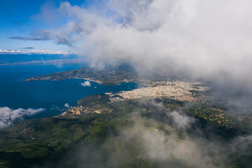 Pelion Mountain and Volos city on background. Magnesia - Greece.