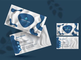 Abstract Glossy Business Card Design In Front And Back View.