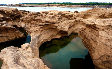 landscape of Sam Pan Bok in Ubon Ratchathani,Thailand, sandstone and grand canyon in thailand