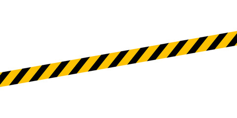caution tape line isolated on white for banner background, tape yellow black stripe pattern, ribbon tape sign for comfort safety zone, copy space