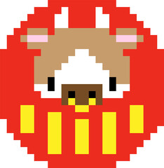 ピクセルアートの牛達磨