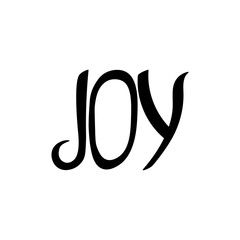 Joy. Isolated calligraphy lettering, word design template, vector illustration