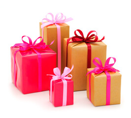 Gift boxes, gifts on a white background isolated.