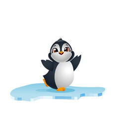 Cute penguins on ice floe
