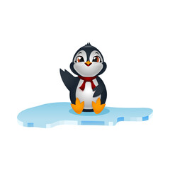 Cute penguins on ice floe