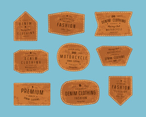Set of leather patch for denim clothing