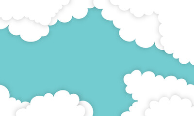 White cloud in paper styles on blue background.