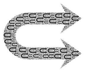 Recursion collage of double right arrow. Flat vector double right arrow collage is designed of randomized recursive double right arrow parts.