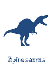 Spinosaurus Dinosaur Vector illustration silhouette. navy dinosaurs, kids dinosaur name prints dark blue, boys bedroom wall art, dino room, kids dinosaur posters.