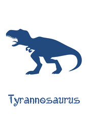 Tyrannosaurus Dinosaur Vector illustration silhouette. navy dinosaurs, kids dinosaur name prints dark blue, boys bedroom wall art, dino room, kids dinosaur posters.