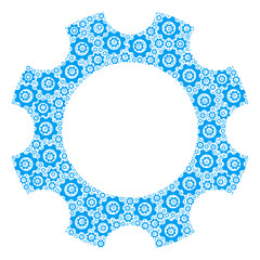 Fractal collage from gear. Flat vector gear collage is created from scattered self gear parts.
