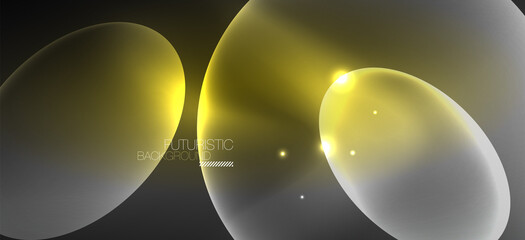 Neon ellipses abstract backgrounds. Shiny bright round shapes glowing in the dark. Vector futuristic illustrations for covers, banners, flyers and posters and other