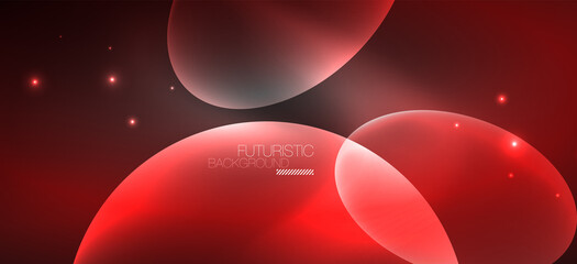 Neon ellipses abstract backgrounds. Shiny bright round shapes glowing in the dark. Vector futuristic illustrations for covers, banners, flyers and posters and other