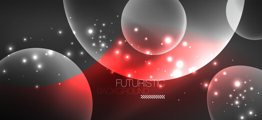 Neon ellipses abstract backgrounds. Shiny bright round shapes glowing in the dark. Vector futuristic illustrations for covers, banners, flyers and posters and other